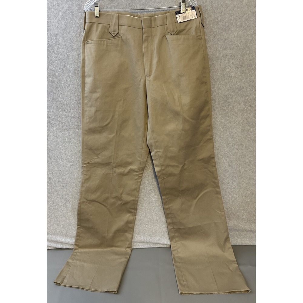 Circle S Western Pants Mens W33.5 Unhemmed Snap Flap Pockets Tan CP57-05 NWT